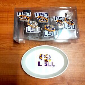 LSU Tigers Shower Curtain Rings 12 pc & Soap Dish Combo Hooks NCAA Bath Dorm New